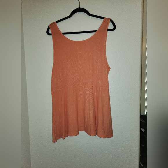 Torrid Tank Top Coral Ribbed Peplum- Ribbed Mineral Wash Size 3 NWOT - Picture 3 of 12